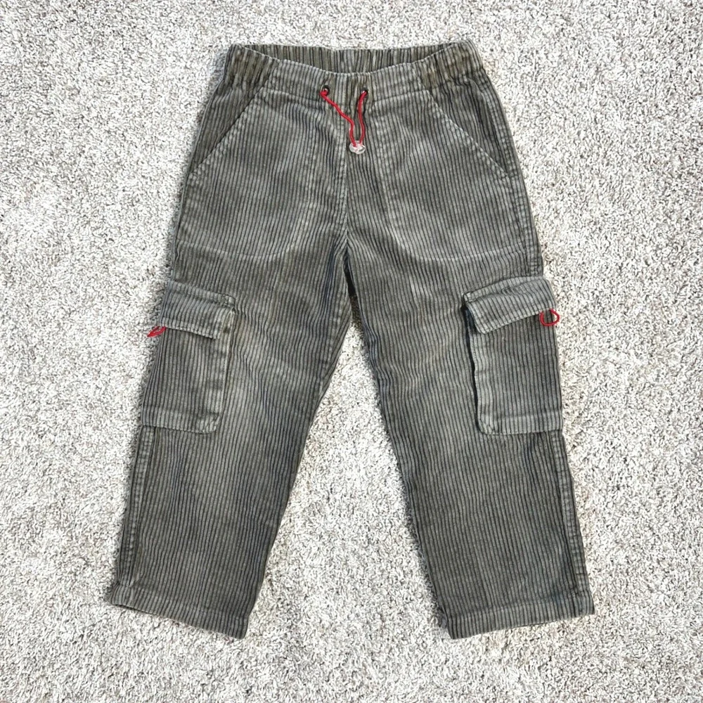 Petit Bateau Cargo Pants Kids 5 Olive Green Utility Corduroy Gorpcore Rugged